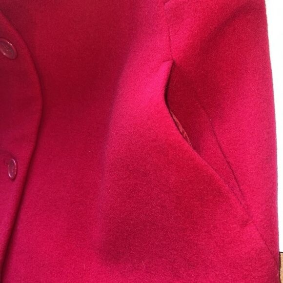 Chadwick Long Coat Red Wool Blend Button-Up Vintage Womens Size 8 - Picture 7 of 13